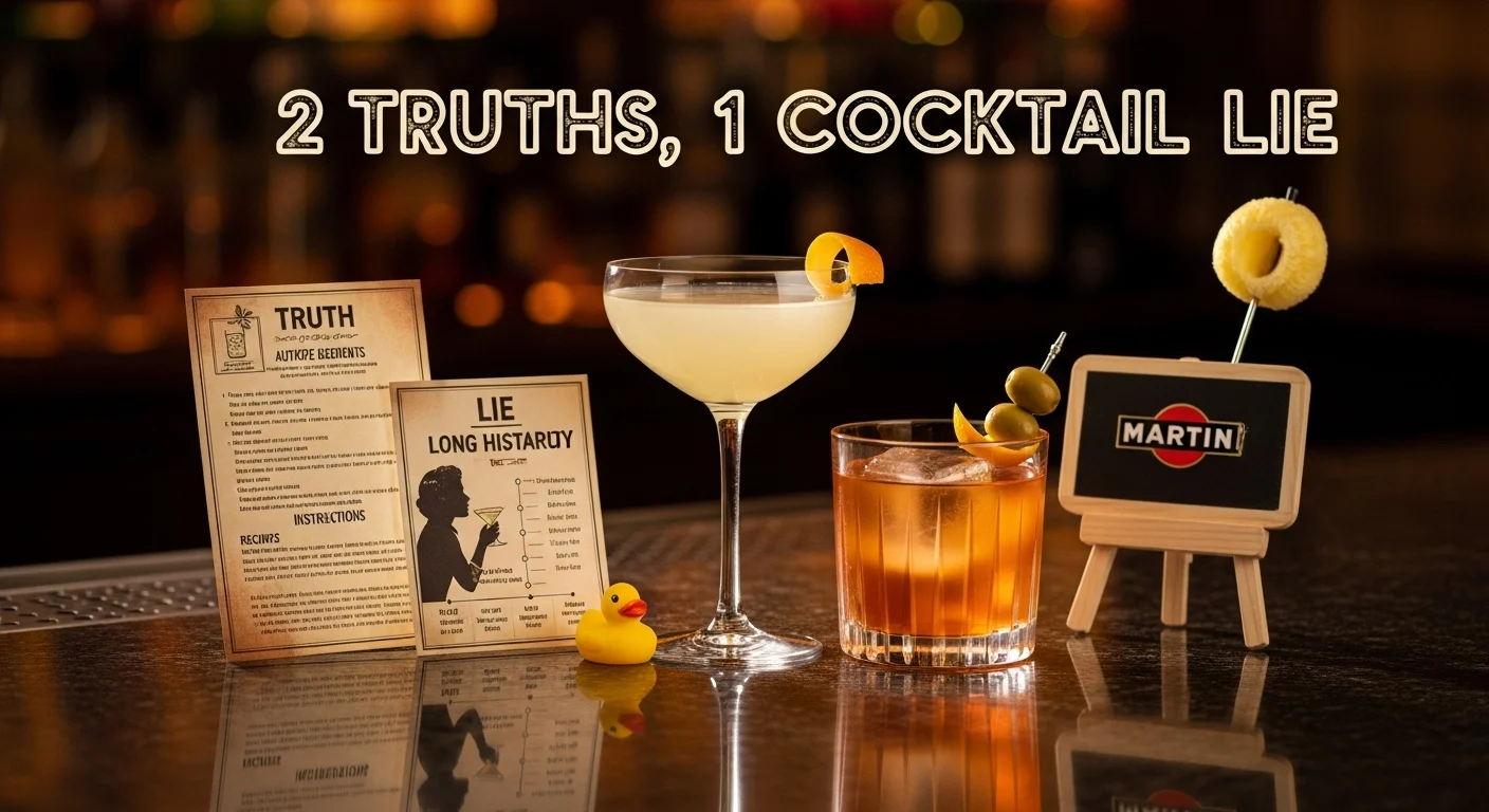 2 Truths, 1 Cocktail Lie: A versatile classic perfect for casual icebreaking.